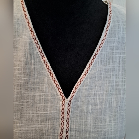 NWT Boho Calligraphie Cream Blouse With Front Tie Size S - Picture 2 of 13